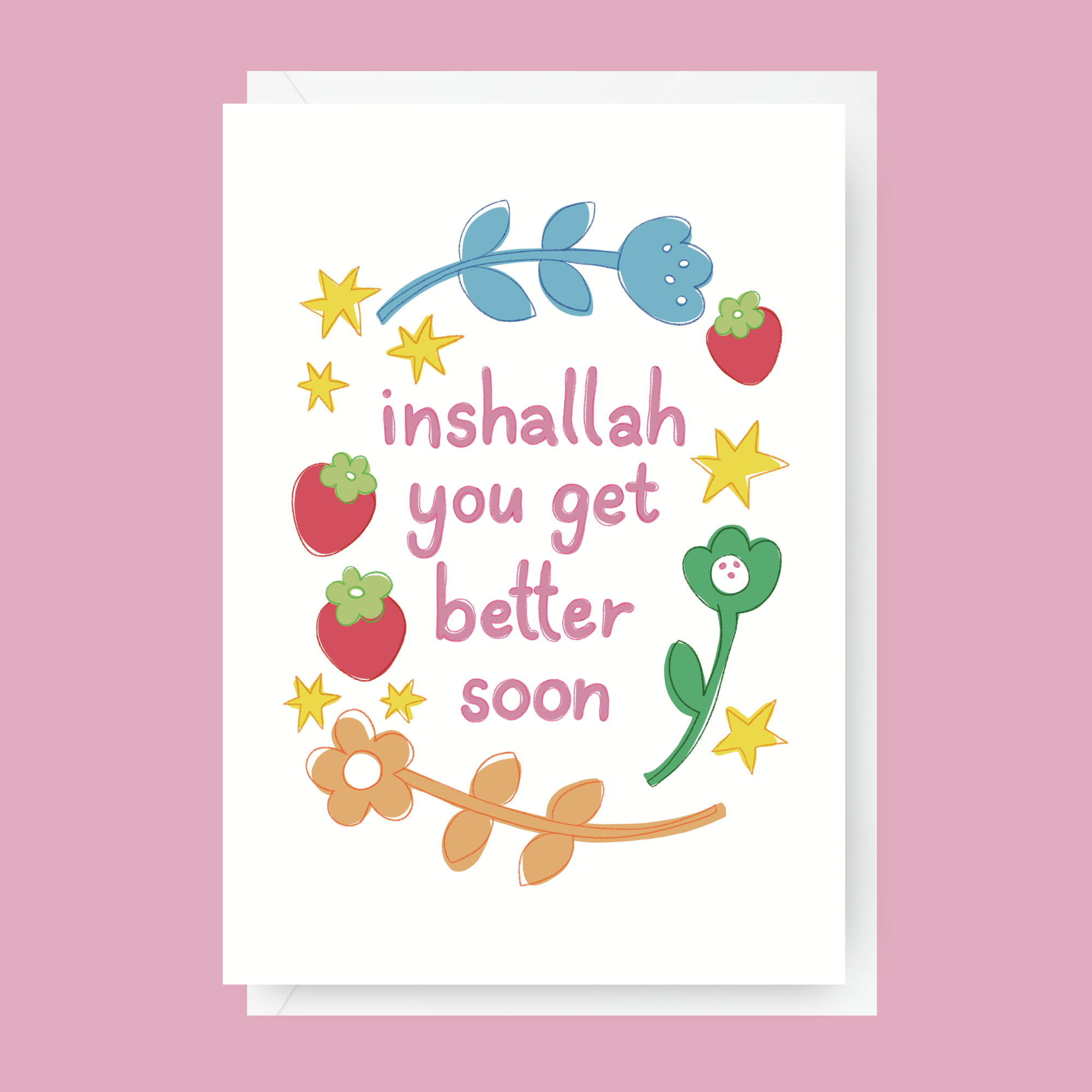 Well Wishes Greeting Card- "Inshallah you get better soon"