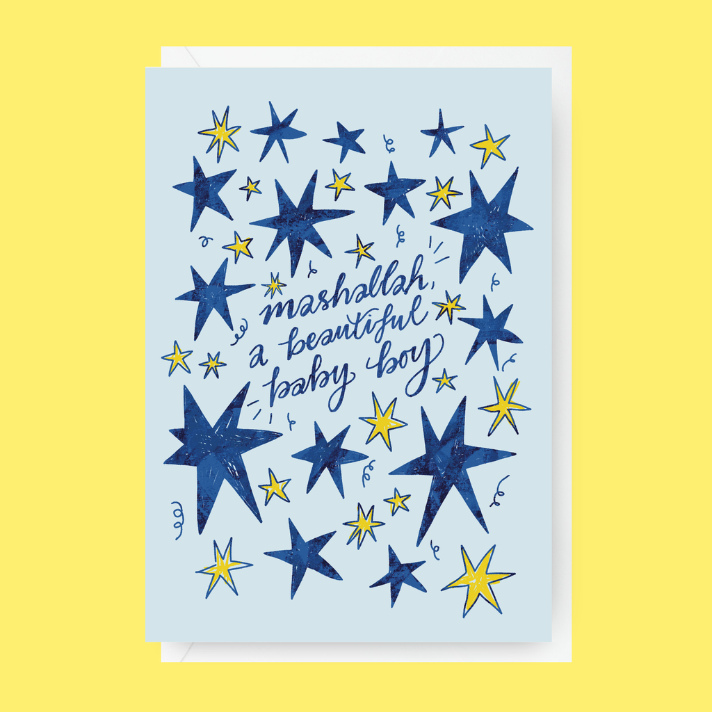 New Baby Greeting Card- "Mashallah a Beautiful Baby Boy"