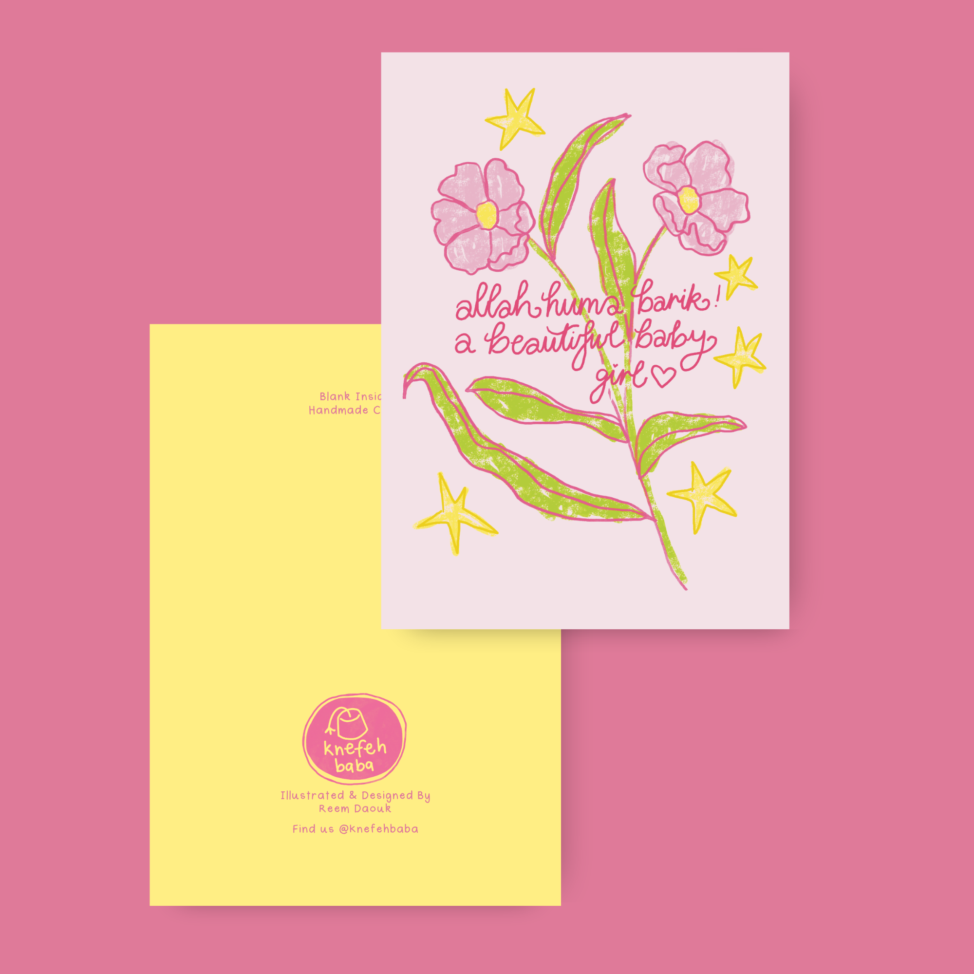 New Baby Greeting Card- "Allahhuma Barik a Beautiful Baby girl"